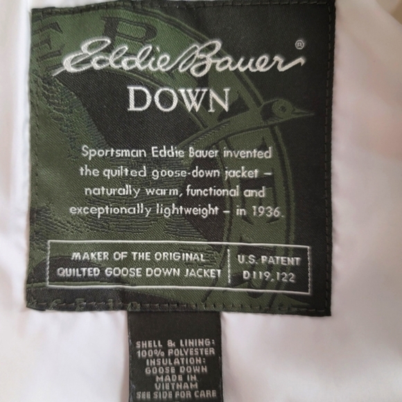 EDDIE BAUER IVORY QUILTED GOOSE DOWN VEST, sz SMALL - Picture 4 of 15